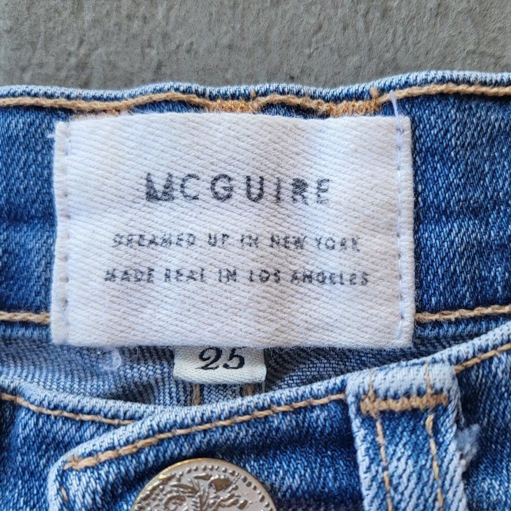 Mcguire Cutoff Shorts Distressed Button Fly Denim Medium Wash Blue Size 25 - Picture 5 of 6